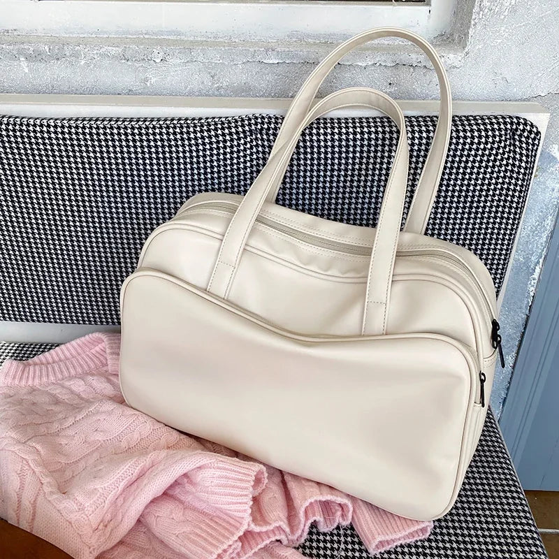 Large Capacity Business Trip Women Shoulder Bags New Fashion Design Ladies Handbags PU Leather Simple Female Daily Casual Tote