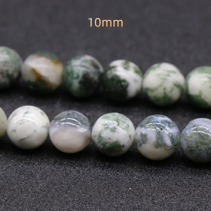 DIY Hot New Natural Moss Agate Handmade Beads 10mm Crystal Gemstone bracelet