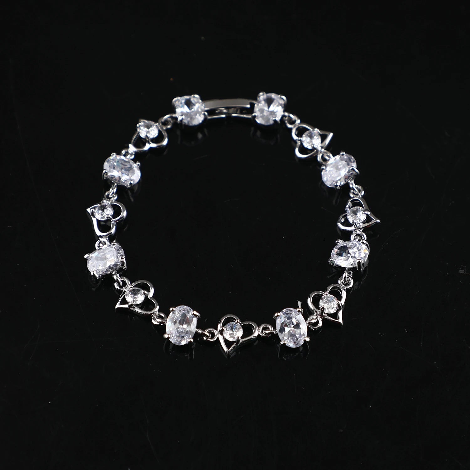 Fashion Jewelry Charm Bracelets CZ Love Heart Couple Girlfriend Gift Cubic Zirconia Tennis Bracelet Women