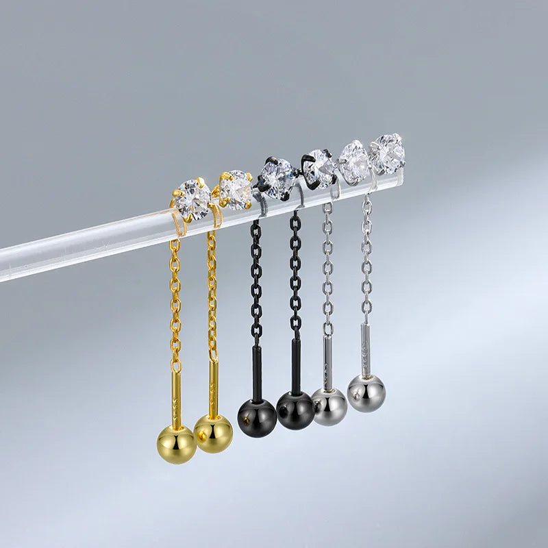 Ins Style Fashion 925 Sterling Silver Diamond Earrings Thread for Women Jewelry