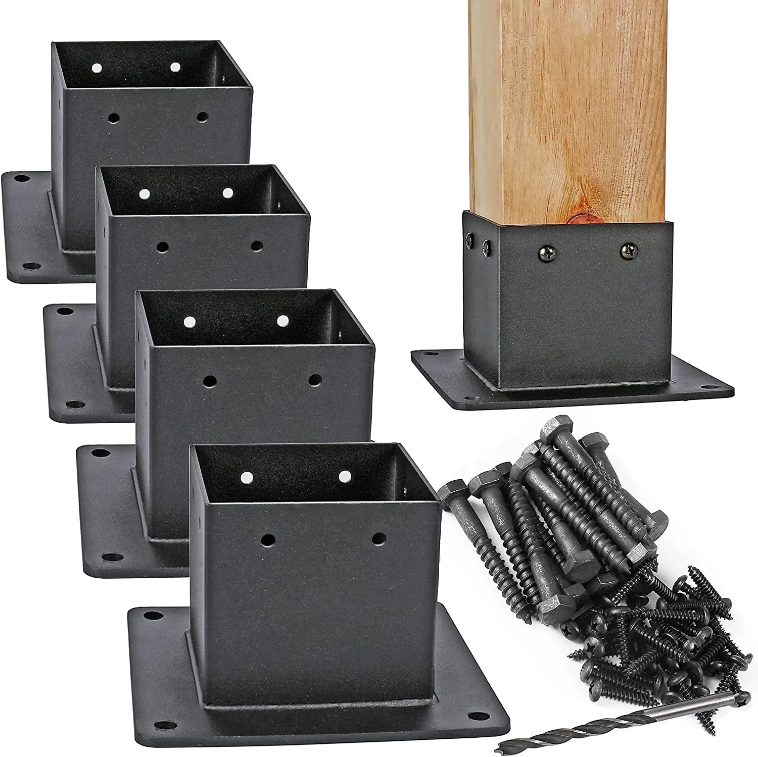 3.5x3.5 Inch Square Flange Post Anchor Base With Screws for Deck Railing