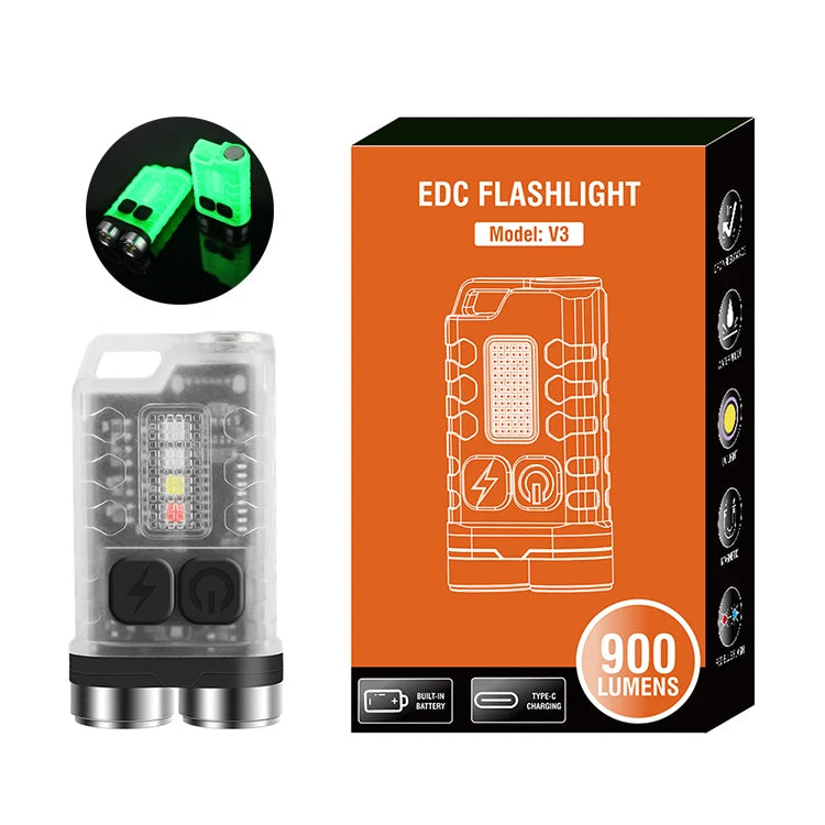 Boruit  V3 900 Lumens Edc Flashlight 10 Modes High Power Led Flashlight Uv Super Bright Mini Torch for Camping Torch