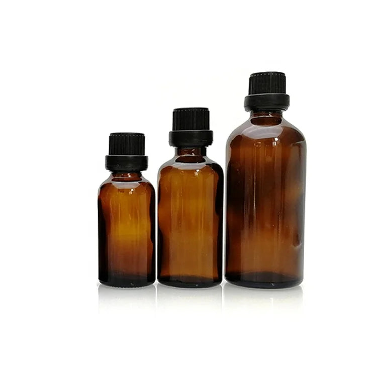 Empty Glass Beard Oil Bottles 5ml 10ml 15ml 20ml 30ml 50ml 100ml Amber Essential Oil Bottles