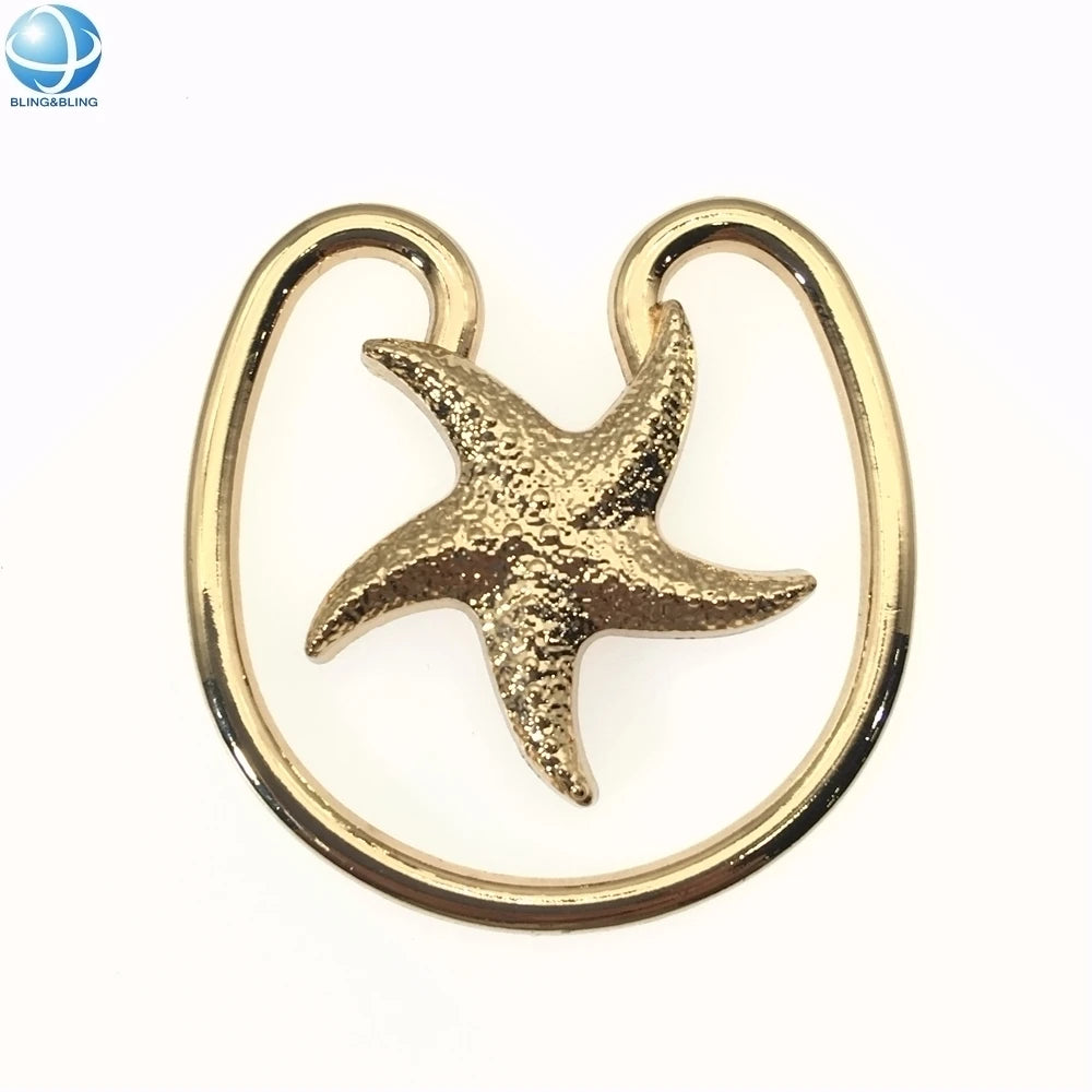 Custom Bikini Accessories Swimwear Metal Connector Swimsuit Front Decorative Zinc Alloy U Shape Shell Starfish Hardware Buckle