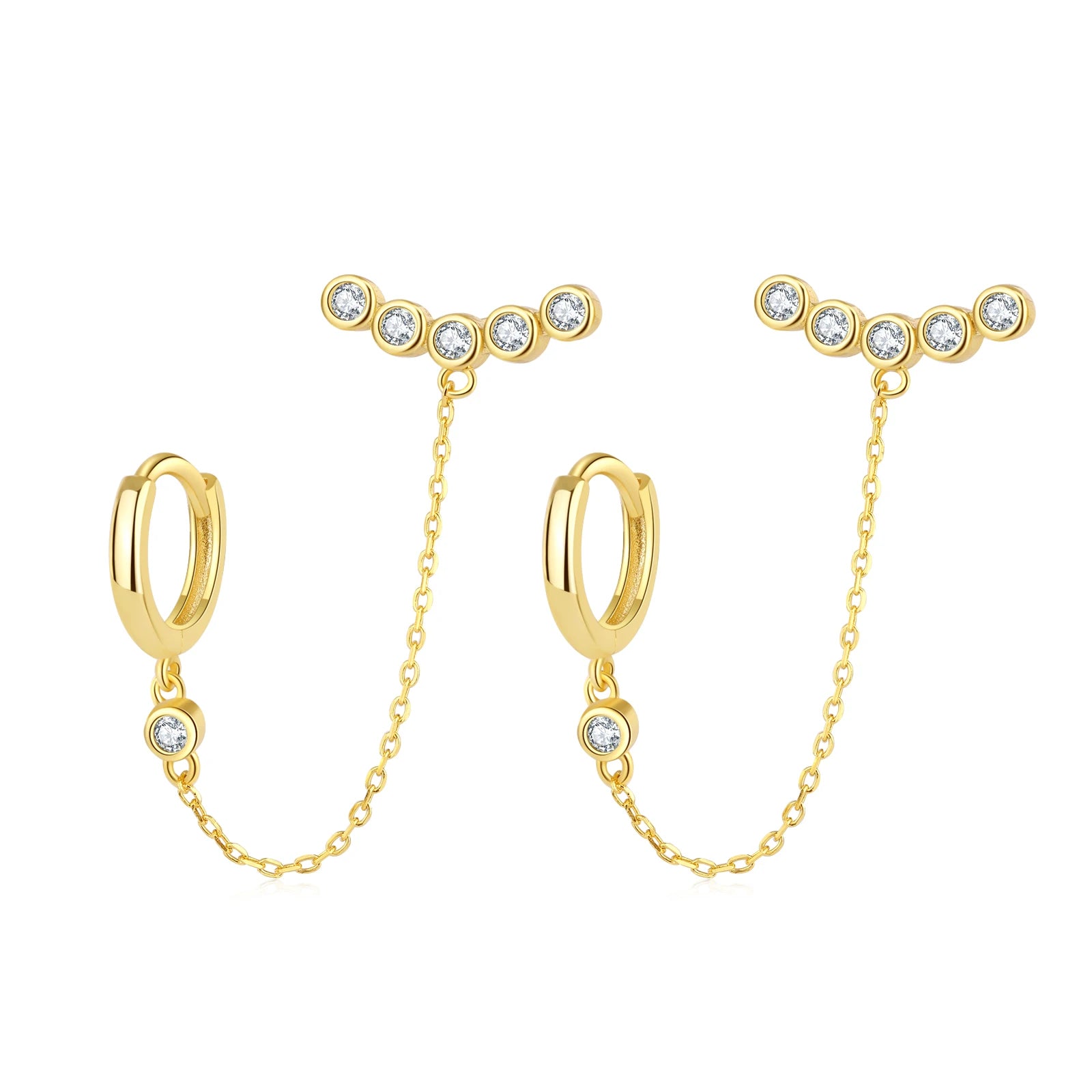 New High-end Design Simple Zircon Cute Wedding & Party White Gold Plated S925 Silver Tassel Fashion Earring