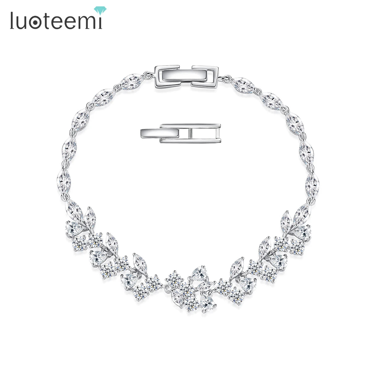 LUOTEEMI Luxury New Designer CZ Flower Jewelry Fashion 2026 Accessory Brand Bohemia for Girl Charm Bracelet