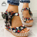 2025 New Design Fashion Women Floral Wedge Wedge Bohemia Flower Beach Sweet Summer Ladies Slide Sandal Shoes