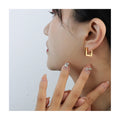 French Small U-Shaped Ear Studs Earrings Titanium Steel 18K Gold Plating Hip Hop Huggie Hoop Earrings Hypoallergenic