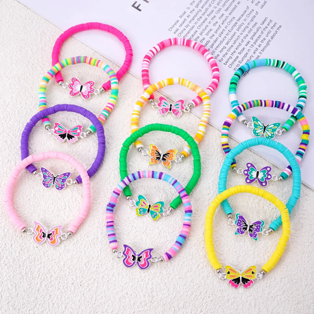 YL Colorful Soft Clay Beaded Bracelet with Cute Cartoon Animal Patterns Handmade Adjustable Children's Jewelry Wholesale