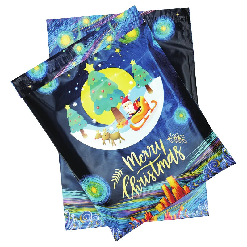 10x13" Waterproof Christmas Poly Mailers 100pcs Shipping Envelope Mailing Bags Self Sealing (Snowman Design 60 Microns