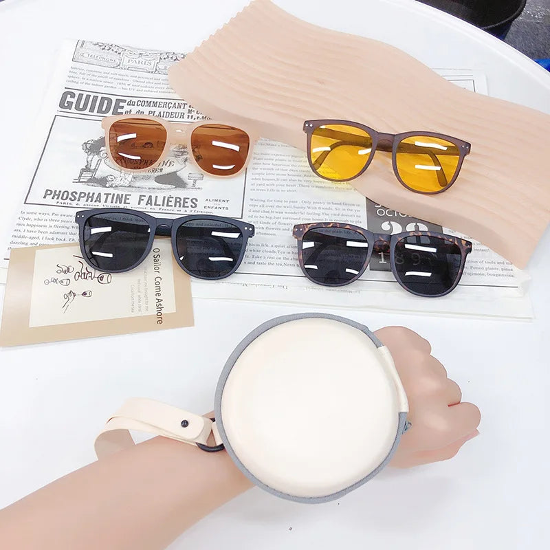 Lucky Round Foldable Sunglasses Polarized UV Protection Folding Sun Glasses TR90 for Women