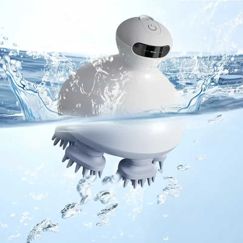 Smart Electric Scalp Massager for Hair Growth 3D Kneading Head Care Device with Essential Oil Tank IPX7 Waterproof ODM