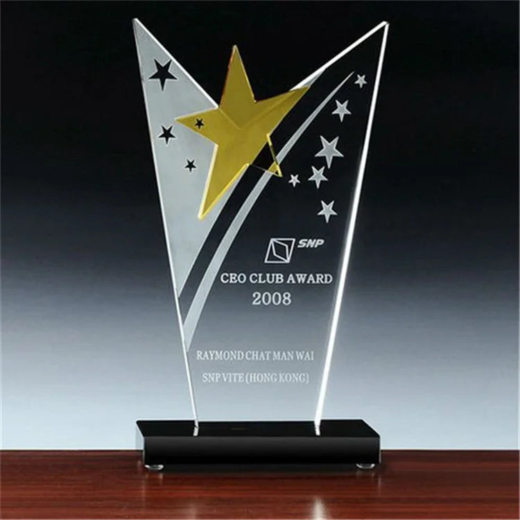 OLD Designed K9 Crystal Eco-Friendly Trophy Cup Beautiful Diamond Star Award with Customizable Size and Laser/UV Printing
