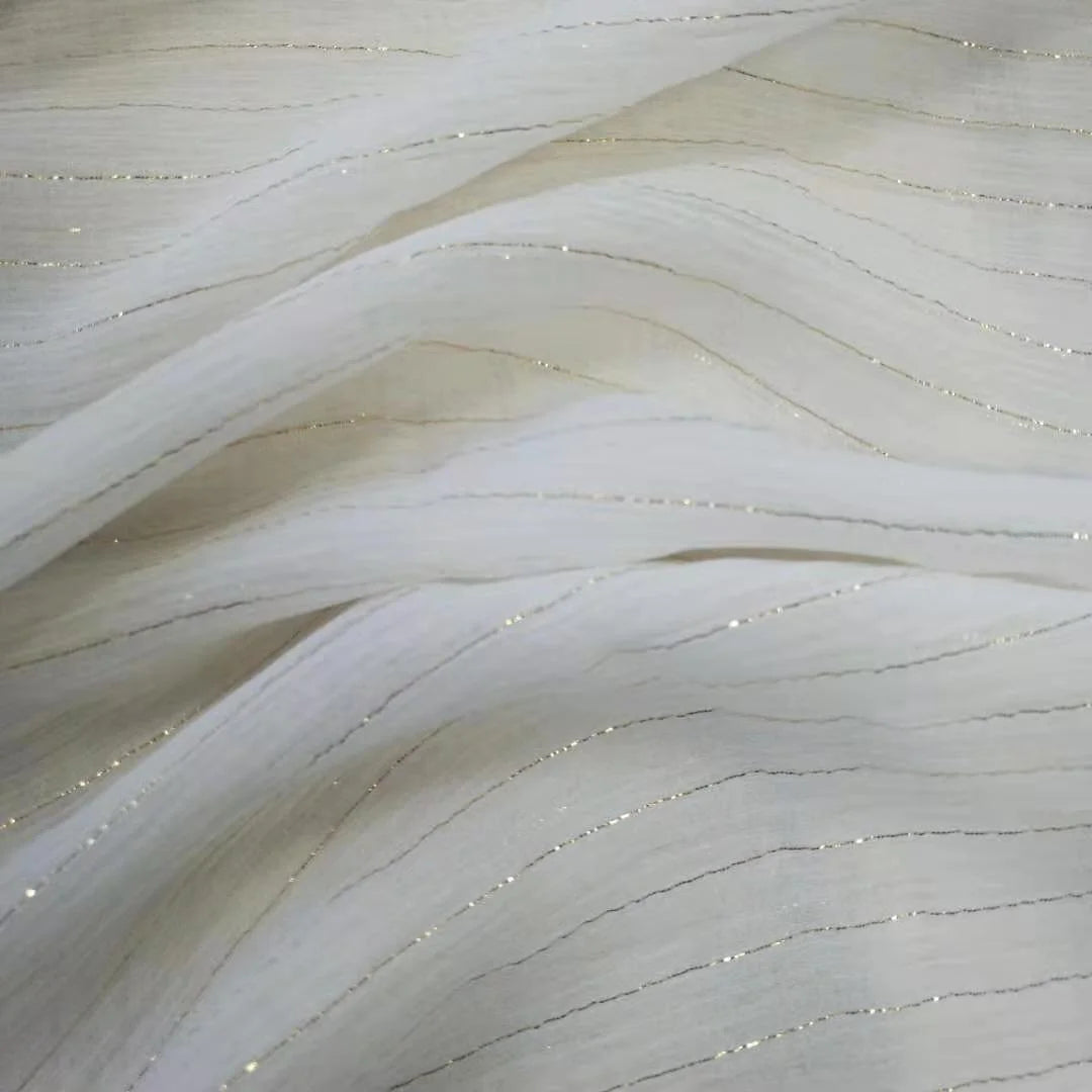 100%Silk Crinkle Metallic Crinkle Weight 8mm Width 114/140 cm