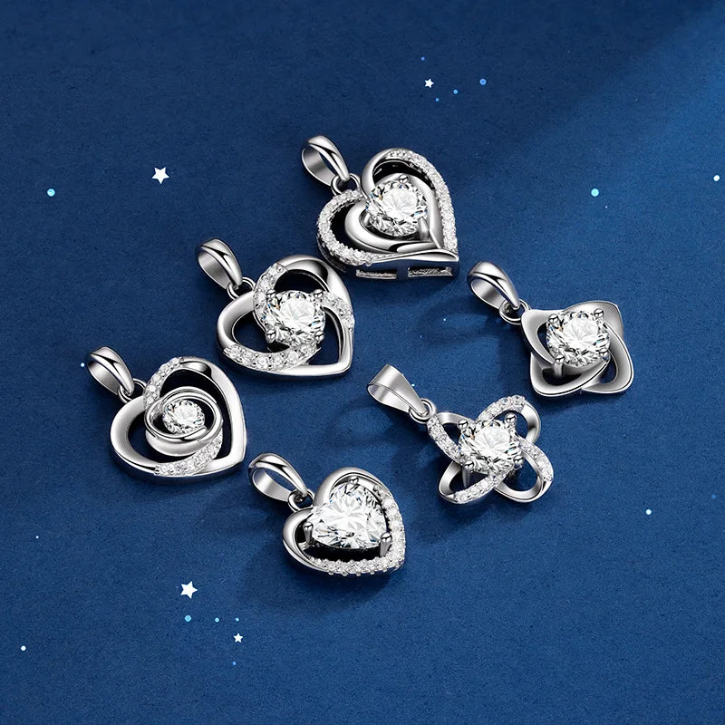 Dainty Flower Pendant 925 Sterling Silver Round Zircon Heart Pendant for DIY Jewelry Making Supplies