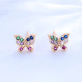 Hd New Golden Large Colorful Zirconia Jewelry 18K Gold Plated Monarch Butterfly Earrings Tassel for Women