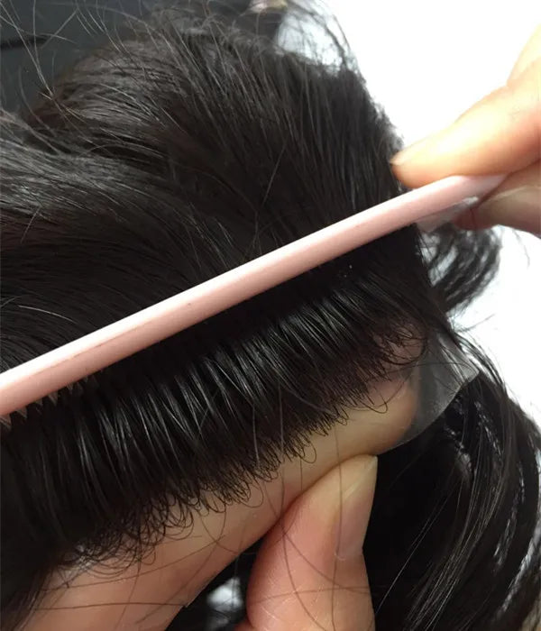 Hot Selling Injected Super Thin Skin Base Toupee for Black Men Human Hair Toupee Replacement Hair System