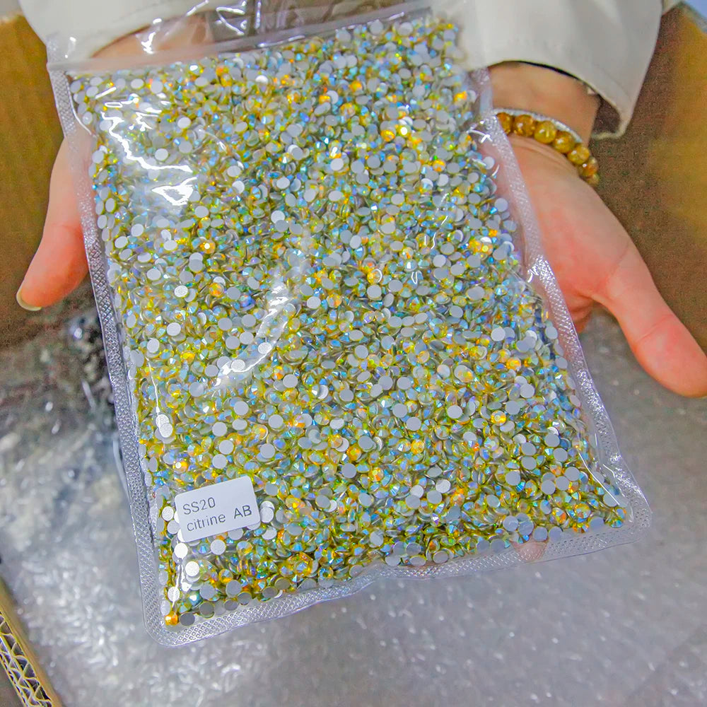 Yantuo Wholesale Multiple Sizes Big Bag Rhinestone Crystal Stone Citrine AB Color in Bulk for Nail