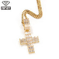 BIG SIZE BAGUETTE Statement Cross Diamond Pendant Iced Out Jewelry Necklace 18 k White Gold Diamond Cross Pendant