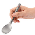 IRONDONEKY Titanium Folding Toothed Spoon Outdoor Picnic Spoon Fork Set Portable Camping Tableware Camp Spork Camping Set