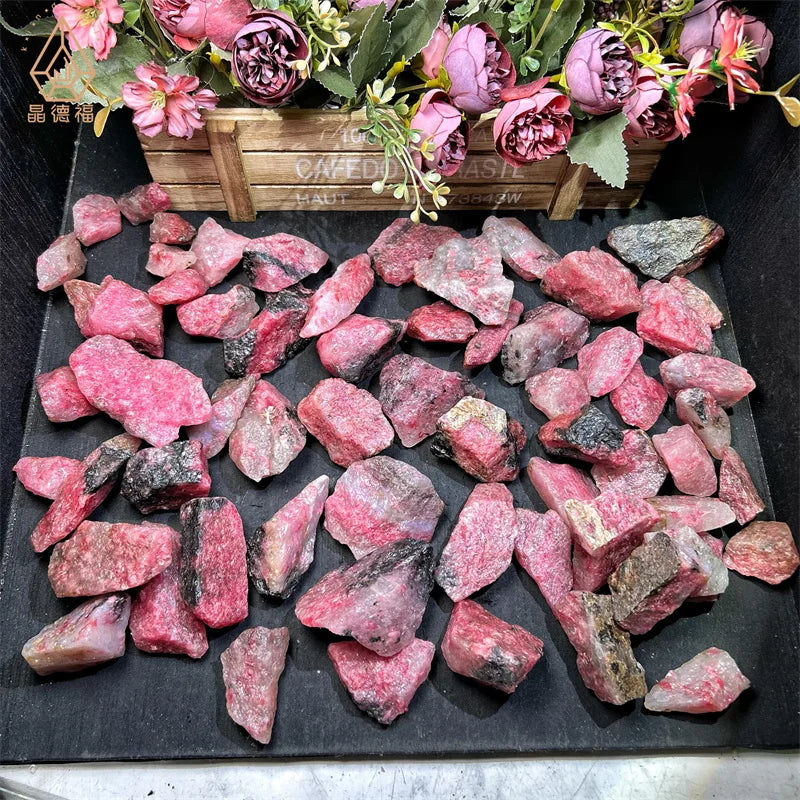 Hot Selling Natural Crystal Stone Pink With Black Healing Rhodonite Raw Stone for Healing