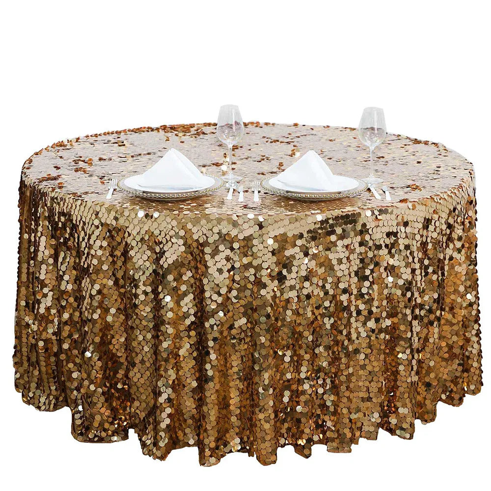 Hot Selling Luxury High Quality Silver Gold Color Banquet Round Rectangle 18mm Table Cloth
