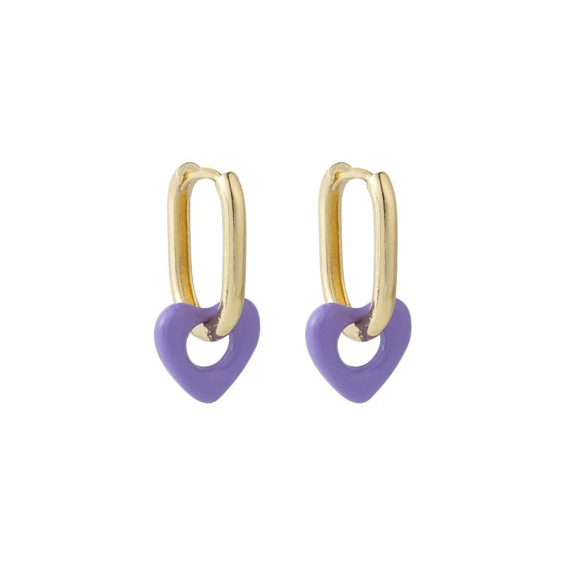 Brincos De Metal 2022 Summer Korean Design Acrylic Flower Blue Purple Heart Earrings Heart Hoop Earrings Women