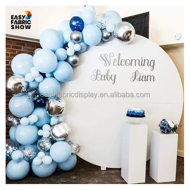 Customized 6ft Round Covertension Fabric Wedding Backdrop Stand Ballon Decorations for Birthday Party Back Drop