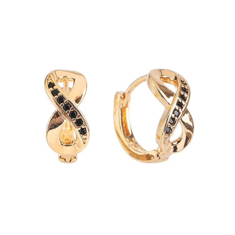 Best Selling Jewelry 2021 18k Gold Plated Brass Eight Ernternal love Symbol Huggie Earring Women Fashionable