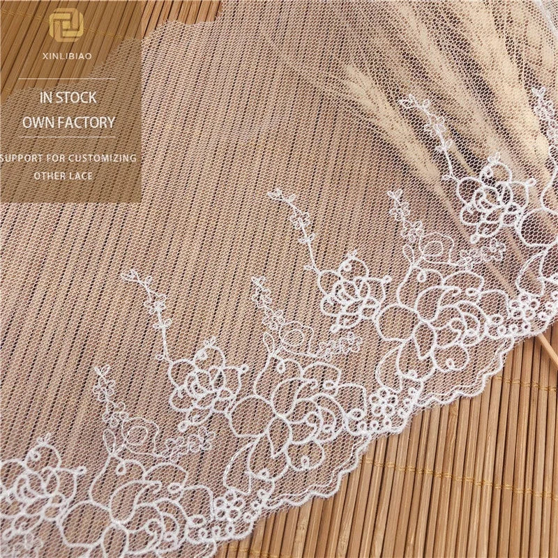 Large Lotus Computer Embroidery Mesh Lace Garment Accessories Cuff for Shoes and Bags
