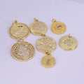 CZ8451 Fashion MOP Virgin Mary Jesus Christ on Round Coin Pendant Mother Mary Medal Pendants