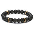 Natural Volcanic Stone 8/10mm Beaded Adjustable Men's Bracelet-Gift for Wedding & Anniversary Occasions