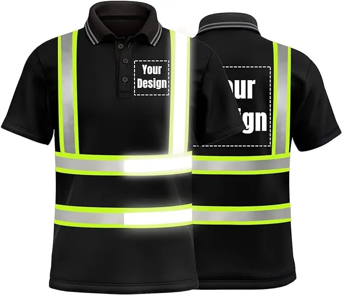 High Visibility ShortSleeve Shirt Customized Your LOGO on Safety Polo Shirt with Reflective Stripes HiVis Construction Workwear