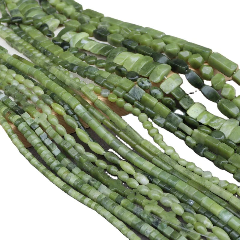 Natural Southern Jade Spacer Bead Tube Bead Gemstone Loose Beads Round Crystal Energy Stone Power for Jewelry Making