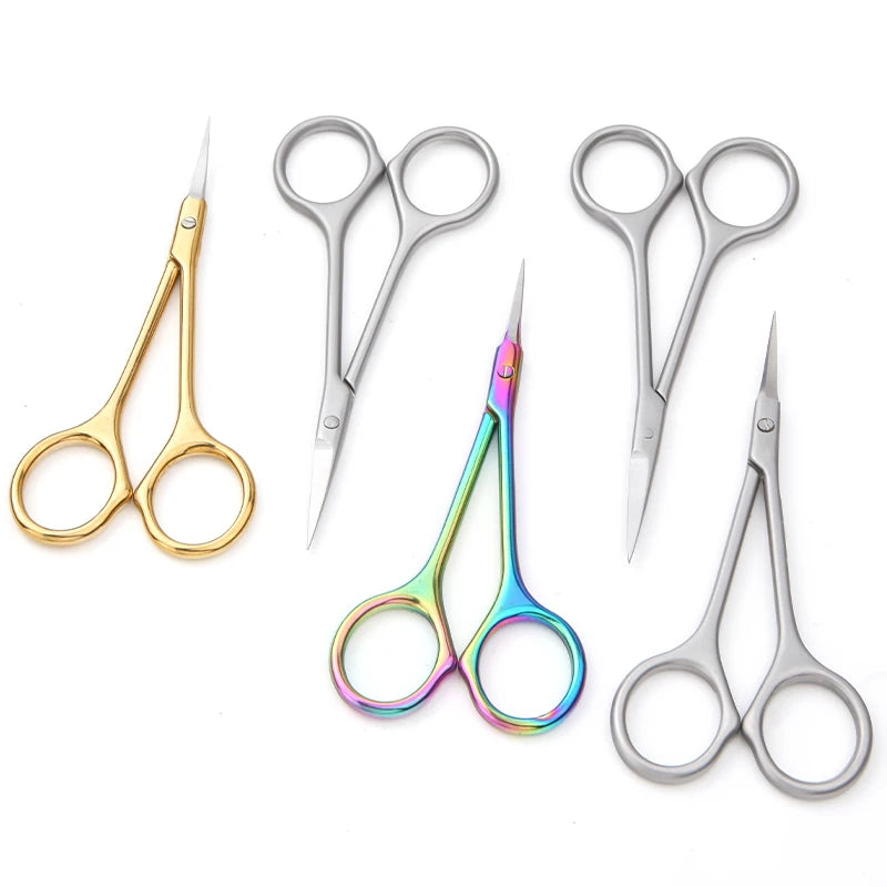 Japan Style Professional Left Handed Barber Nose Hair Scissors Stainless Steel Pointed Hand Eyebrow Trimming Beauty Scissor
