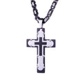 Wholesale Religious Jewelry Mens Cross Pendant Men's Silver Black Fine Pendant Chain Necklace HipHop Male Statement Necklace