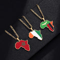 2022 Fashion Hip Hop Necklace Cuban Chain Stainless Steel Necklace Trendy African Map Necklace for Men and Women