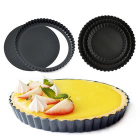 12inch Non-Stick Pie Tart Quiche Flan Pan Molds Pancakes Pizza Cake Round Mould Removable Loose Bottom Fluted Heavy Duty Pie Pan