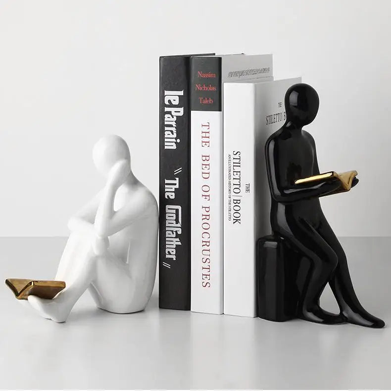 Ceramic Reading Head Picture Ornaments Home Decoration Desk Office Desktop Book Clip Decoration Crafts Home Decoration Book