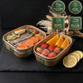 Recycled Materials ISO Certified Salad Box Ready to Go Kraft Paper Lunch Container with PET Lid Custom Logo Printing for Sushi