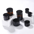 White Black Plastic Lid Cosmetic Container Packaging 20g 30g 50g Amber Brown Dark Glass Storage Face Cream Jars