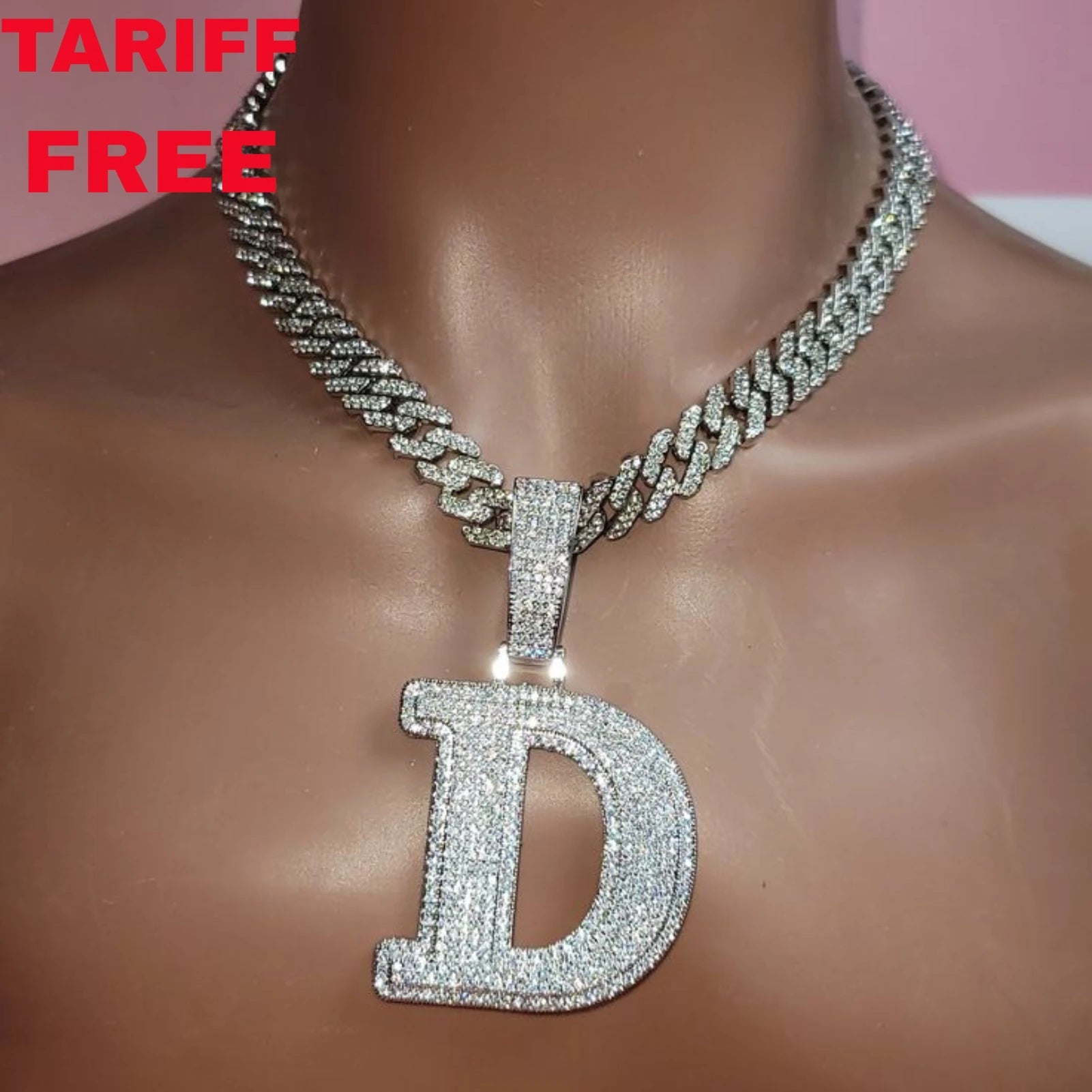 Fashion 5A Cubic Zircon Initial Letter Pendant Necklace Hip Hop Double Layer Single Letter Pendant with Diamond 18K Gold Plated