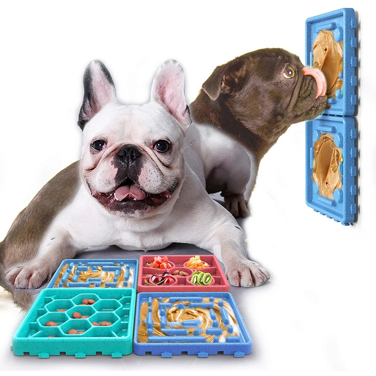 Bone Silicone Dog Lick Pad with Suction Cup Dog Feeding Mat Pet Slow Feeder Suction Plate Mat Wall Mounted Pet Bowl