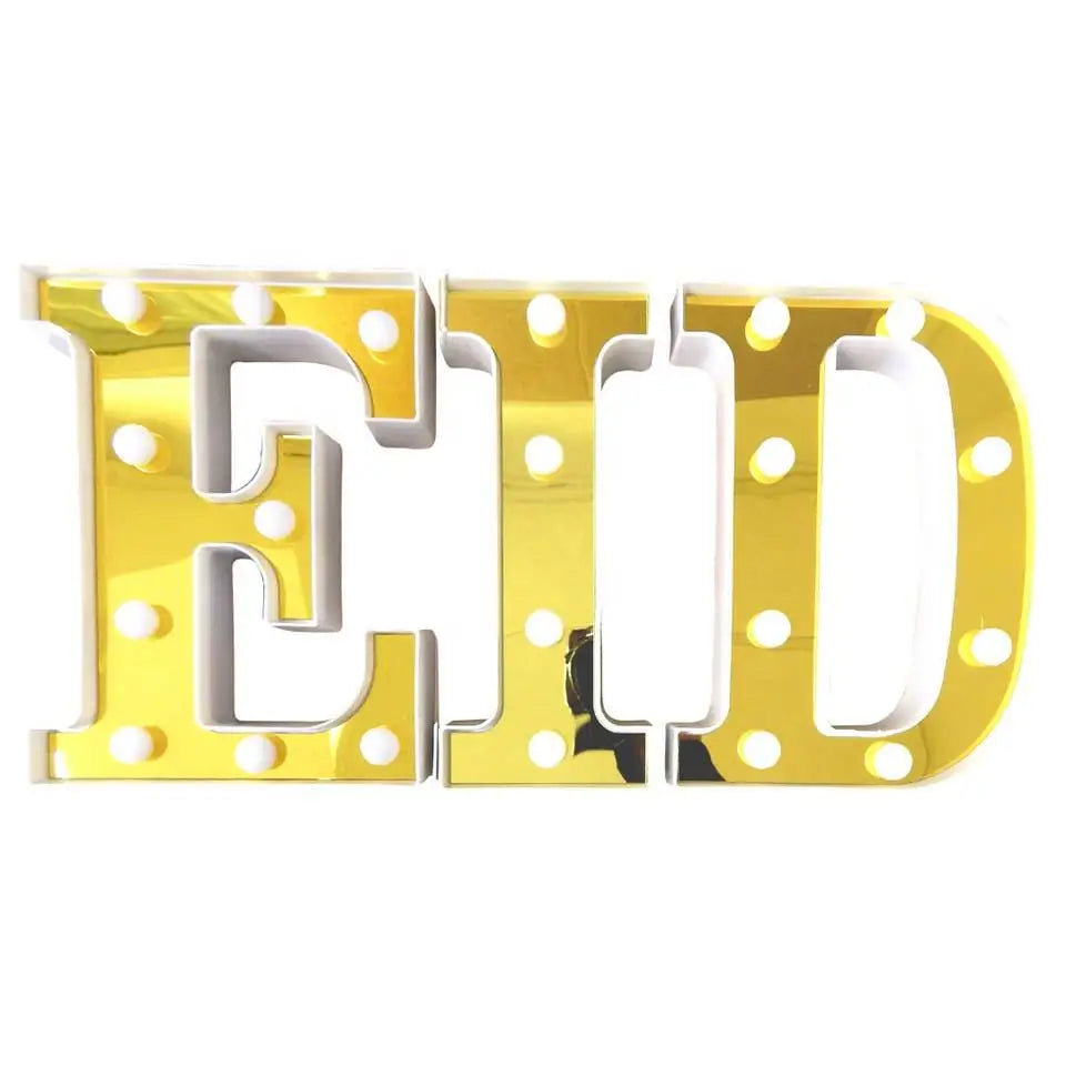 Muslim Eid Mubarak Gold Battery Decoration Light Islam Banner Letter LED Ornaments Lights for Home Festival Decor