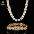 10mm Iced Out Bling Bling Chain Necklace Hip Hop Fine Jewelry Men Geometric Square CZ Cluster Tennis Necklace