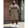Oversized Casual Plus Size Men's T-Shirt Sets Trendy Striped & Classic Color Block Design Fashionable Clothing for Men
