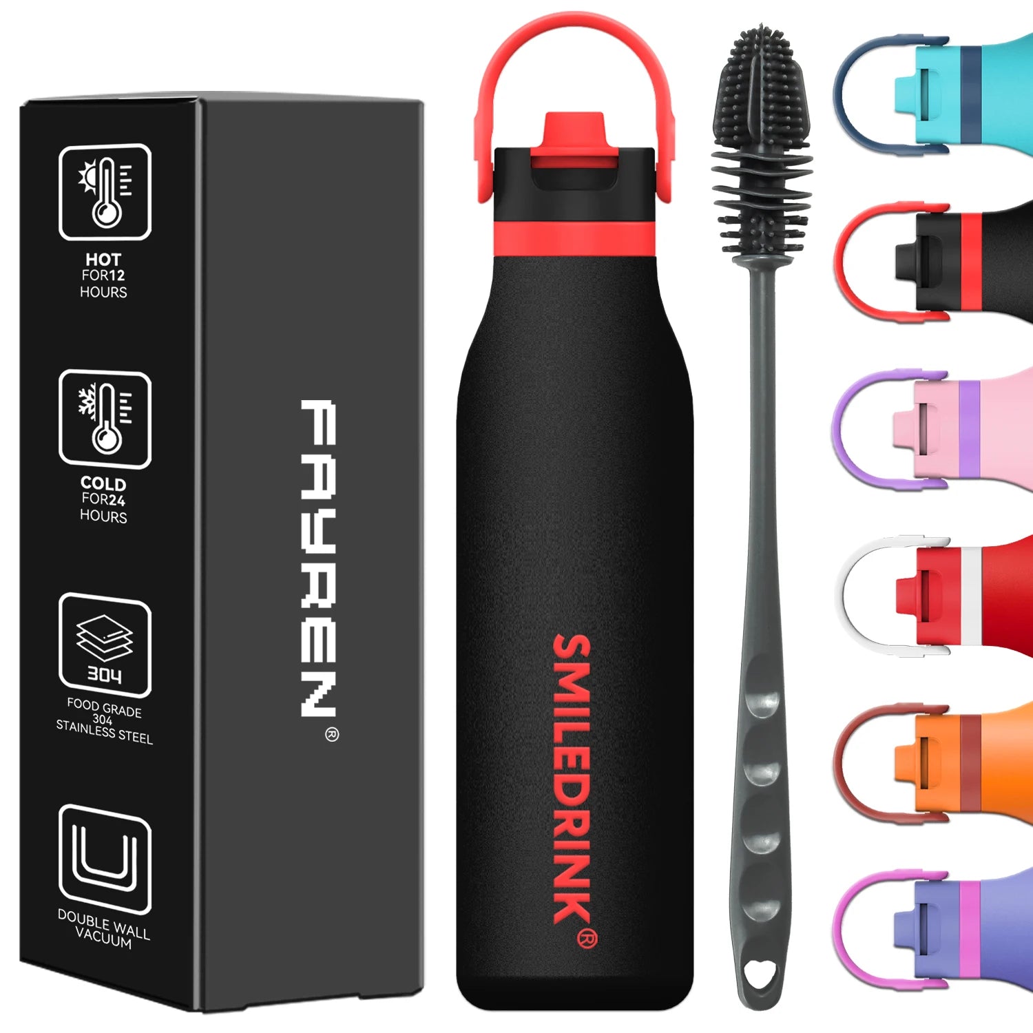 Insulated Stainless Steel Water Flask 304 Stainless Steel Thermos Cup Large Capacity Outdoor Sports Water Bottle