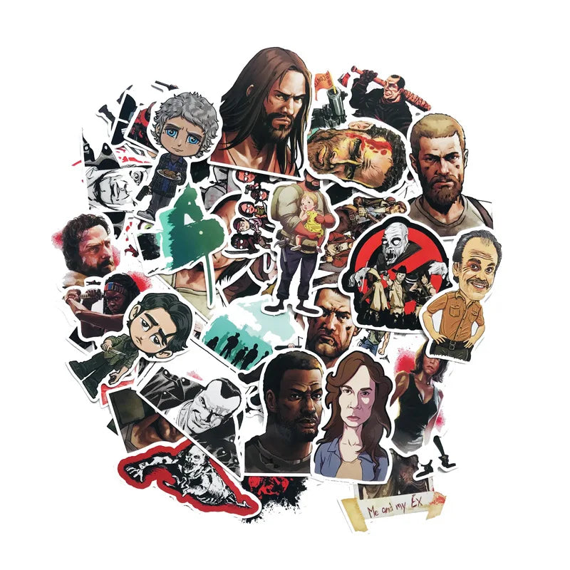 50Pcs the Walking Dead Game TV Show Graffiti Stickers Waterproof Bottle Laptop Horror Zombie Sticker