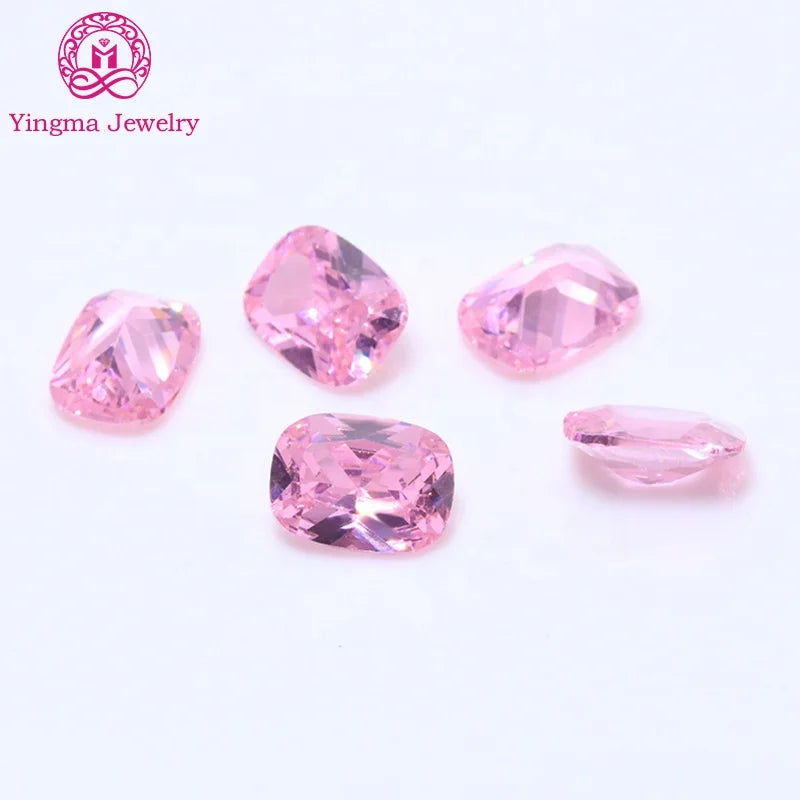Manufacturers' Cubic Zirconia Loose Zircon Stones Pink Color 4*6mm to 8*10mm Elongated Cushion Shape Minimum Order 100pcs"