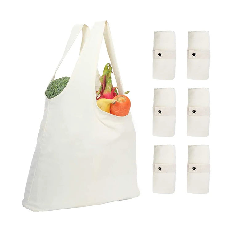 Wholesale Custom Eco-Friendly Reusable Cotton Canvas Grocery Tote Bag Foldable with Metal Buckle for Convenient Shopping